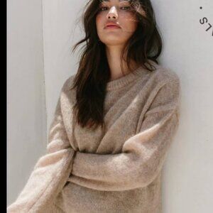 Jenny Kayne Alpaca Wool Boyfriend Sweater in Oatmeal-XS